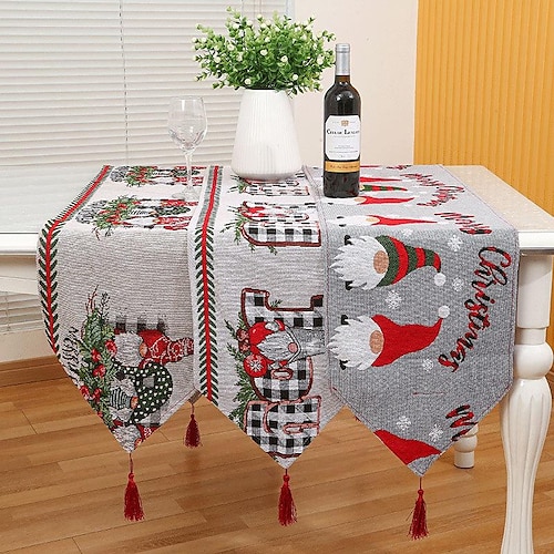 

Christmas Knitted Table Runner Flag Christmas Home Desktop Decoration Supplies Tablecloth