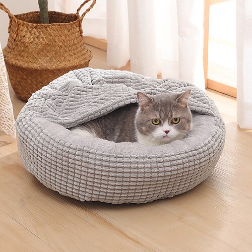 

Cat's Nest Winter Warm Semi Closed Dog's Nest Round Pet Bed Dog's Nest Cat Mat Pet Supplies