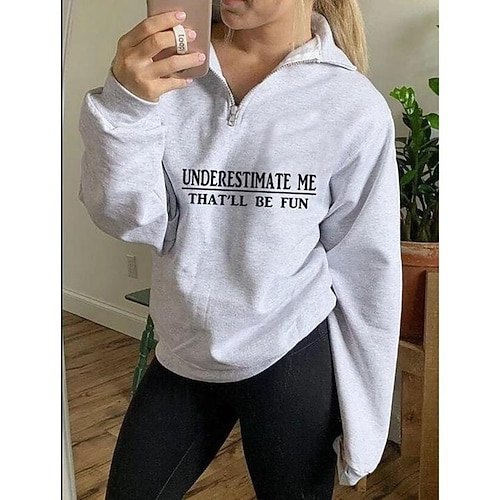 

Women's Sweatshirt Pullover Basic Zipper White Graphic Street V Neck Long Sleeve Cotton S M L XL 2XL 3XL