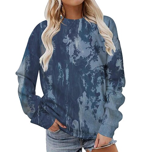 

Women's Hoodie Basic Tie Dye Basic Round Neck Standard Spring 144 blue