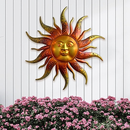 

Metal Colorful Sun Wall Sculpture Decor Metal Wall Hanging Decor Art for Home Outdoor Farmhouse Bedroom Living Room Wall Decoration Gifts 1PC