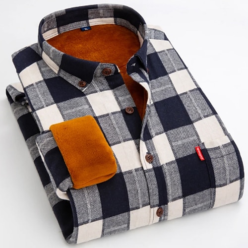  Per uomo Camicia di flanella Giacca camicia Sopracamicia Tartan Natale Streetwear Nero Rosso Blu marino Verde Manica Lunga Collo ripiegato Autunno & Inverno Abbigliamento