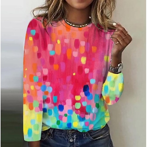 

Women's Sweatshirt Pullover Basic Green Blue Yellow Graphic Street Round Neck Long Sleeve S M L XL 2XL