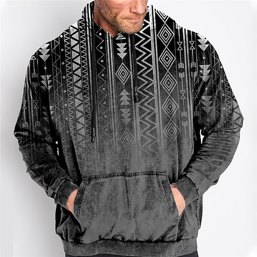 

Men's Plus Size Pullover Hoodie Sweatshirt Big and Tall 3D Print Hooded Long Sleeve Spring & Fall Basic Fashion Streetwear Comfortable Daily Wear Vacation Tops