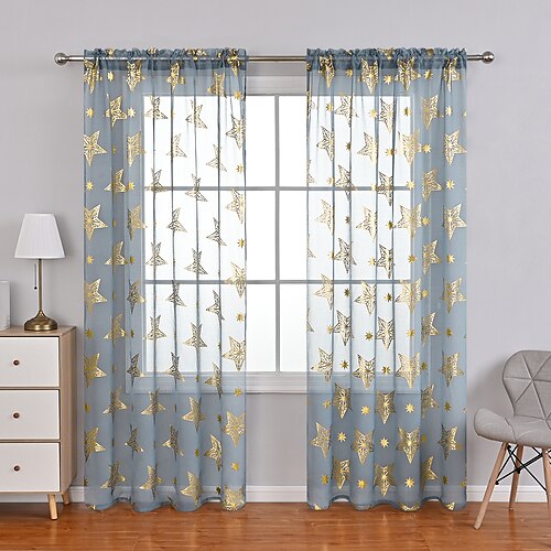 

Geometric Sheer Curtains Shades Window Treatment Collection(DrapesSheer) Sheer Living Room Curtains