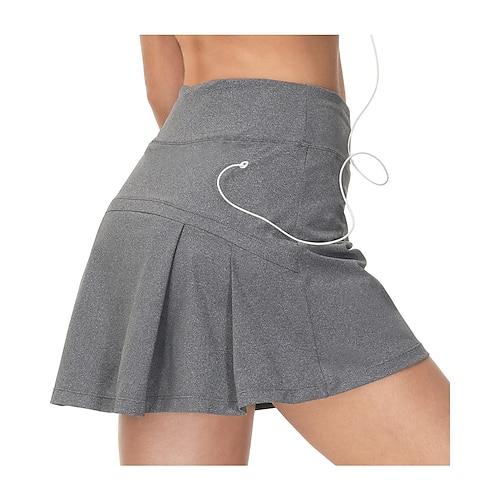 

Women's Tennis Skirts Yoga Skirt 2 in 1 Side Pockets Tummy Control Butt Lift Quick Dry High Waist Yoga Fitness Gym Workout Skort Bottoms White Black Grey Sports Activewear Stretchy Skinny / Athletic