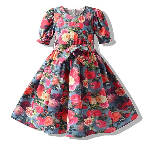 

Toddler Girls' Dress Floral A Line Dress Dress School Long Sleeve Cute Dress 7-13 Years Winter Red / Fall