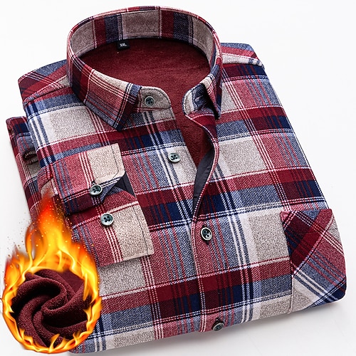 

Per uomo Camicie Camicia con bottoni Camicia di flanella Camicia a quadri Camicia con colletto Rosso / Bianco Giallo Vino Manica lunga Scozzese Collo ripiegabile Primavera Autunno inverno Matrimonio