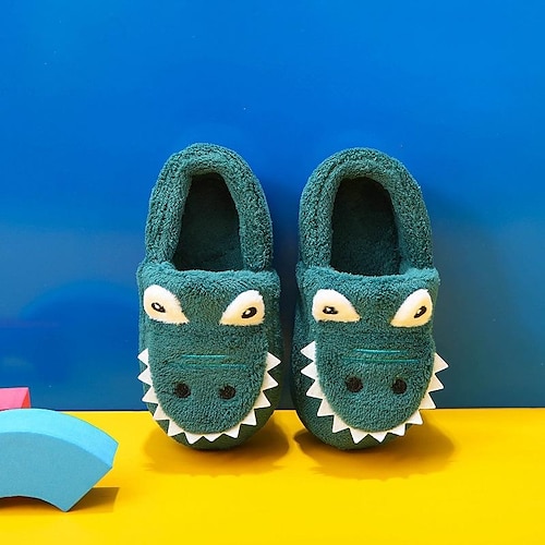 

Kid Winter Home Slippers Crocodile, Warm House Fluffy Snowflakes Slippers Fleece with Anti- Skid Sole, Winter Shoes for Indoor, Outdoor