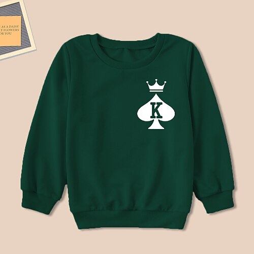 

Toddler Boys Sweatshirt Pullover Graphic Letter Long Sleeve Crewneck Children Top Outdoor Sweatshirt Daily Green Fall 3-7 Years / Spring