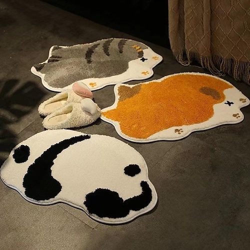 

Floor Mat Japanese-style Cat Panda Non-slip Cartoon Animal Foot Pad Machine Washable Absorbent Animation Homestay