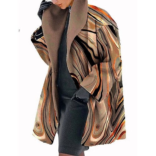 

Women's Winter Coat Warm Breathable Outdoor Daily Wear Vacation Going out Print Open Front Turndown Elegant Lady Comfortable Street Style Gradient Color Regular Fit Outerwear Long Sleeve Winter Fall