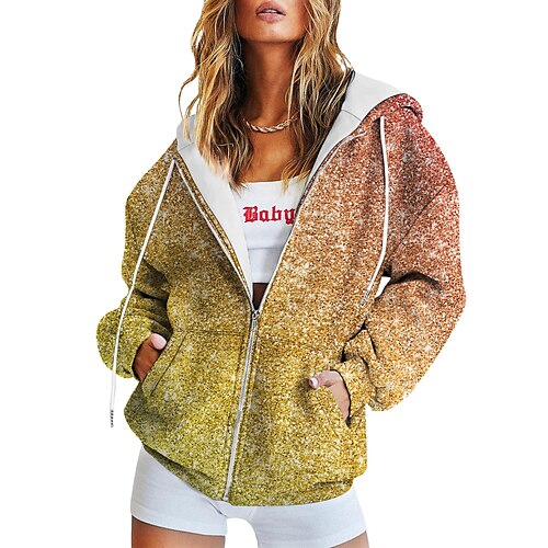 

Women's Zip Hoodie Sweatshirt Active Zip Up Front Pocket Green Purple Yellow Graphic Street Hoodie Long Sleeve S M L XL 2XL 3XL