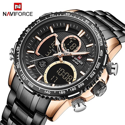 

NAVIFORCE Classic Men Watch Quartz Digital Male Clock Military Sport Top Brand Luxury Silver Stainless Steel Man Wristwatch 9182