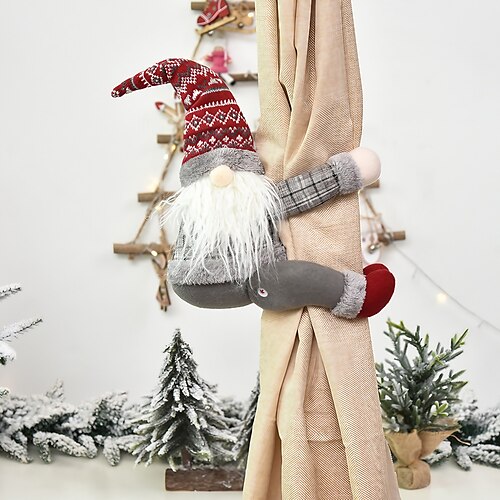 

Christmas Decorations Forester Knitted Wool Curtain Embrace Door Curtain Buckle Home Curtain Ornaments