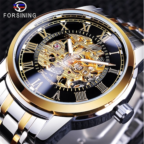 

Winner Transparent Fashion Diamond Luminous Gear Movement Royal Design Men Top Brand Luxury Male Mechanical Skeleton Wrist Watch