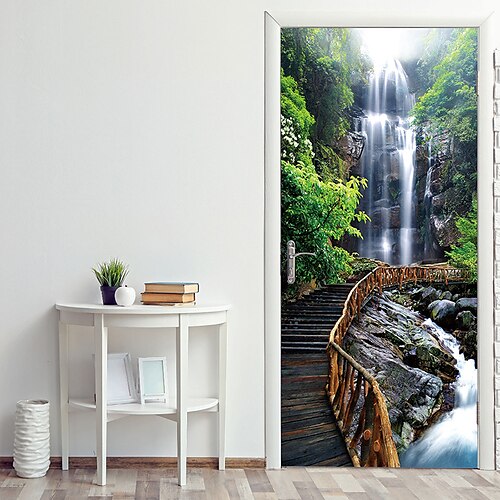 

Creative Waterfall Door Stickers Decorative Waterproof Door Decal Decor 38.5200cm2Pcs