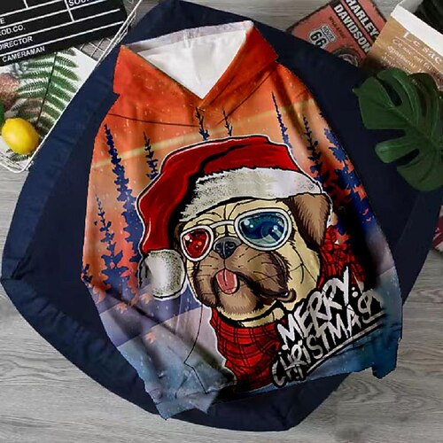 

Kids Boys Ugly Christmas Hoodie Pullover Graphic Dog Long Sleeve Pocket Children Top Outdoor Hoodie Active Cute Multicolor Winter 7-13 Years Fall Spring