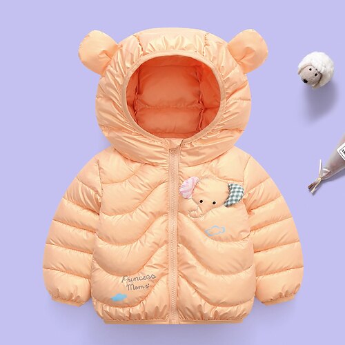 

Kids Unisex Down Coat Outerwear Cartoon Long Sleeve Coat School Active Cute Green Blue Purple Winter Fall 2-6 Years