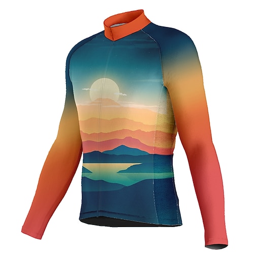 

21Grams Men's Cycling Jersey Long Sleeve Bike Jersey Top with 3 Rear Pockets Mountain Bike MTB Road Bike Cycling Breathable Quick Dry Moisture Wicking Reflective Strips Red Graphic Spandex Sports