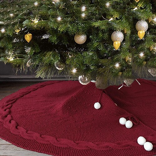 

Christmas Pleated Decoration Gift Apron Thick Wool Heavy Wood Ear Woven Style Tree Skirt for Christmas Party