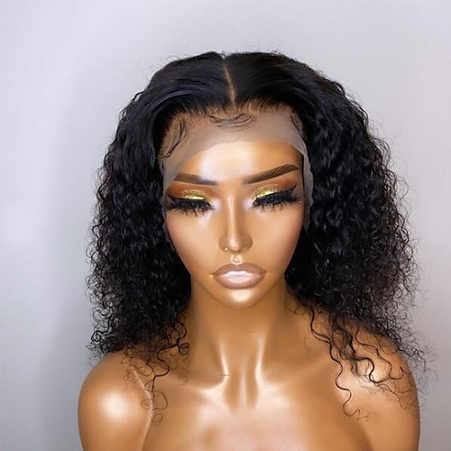 

Unprocessed Virgin Hair 13x4 Lace Front Wig Layered Haircut Brazilian Hair Curly Black Wig 130% 150% Density with Baby Hair Natural Hairline 100% Virgin Glueless Pre-Plucked For wigs for black women