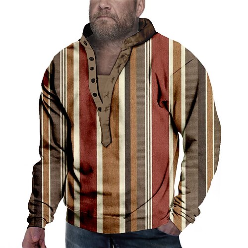 

Men's Plus Size Pullover Sweatshirt Big and Tall Graphic Henley Long Sleeve Spring & Fall Basic Fashion Streetwear Comfortable Casual Sports Tops