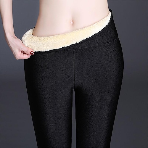 

Women's Fleece Pants Pants Trousers Leggings Fleece lined Black-Pantyhose Black High Waist Casual Office Vacation High Cut High Elasticity Full Length Thermal Warm M L XL 2XL 3XL