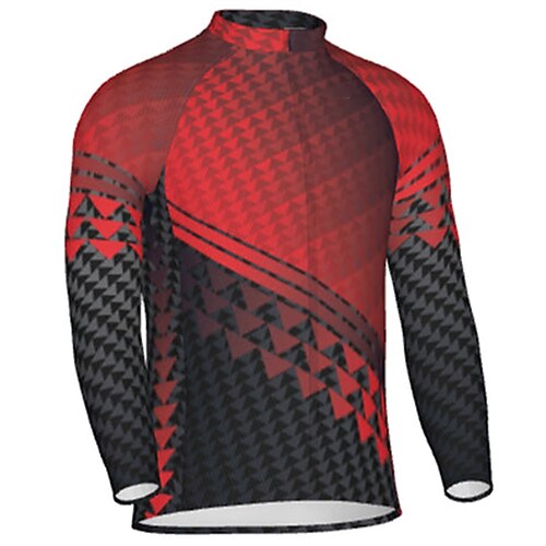 

Men's Cycling Jersey Long Sleeve Bike Jersey Top with 3 Rear Pockets Mountain Bike MTB Road Bike Cycling Breathable Quick Dry Moisture Wicking Reflective Strips Red Spandex Sports Clothing Apparel