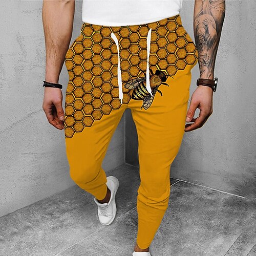 

Men's Joggers Trousers Casual Pants Drawstring Elastic Waist 3D Print Graphic Prints Honeycomb Comfort Casual Daily Streetwear Basic Fashion Green Blue Micro-elastic