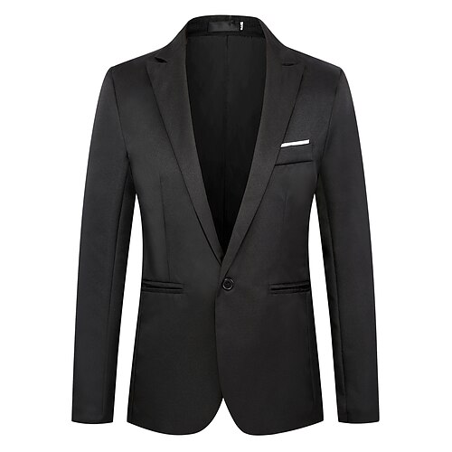 

Hombre chaqueta Brillante Duradero Casual / Diario Fiesta de Boda Fiesta / Cóctel eventos Botonadura Simple Cuello Vuelto Batas Confort Ocio Chaqueta Ropa de calle Color sólido/liso Bolsillo Negro