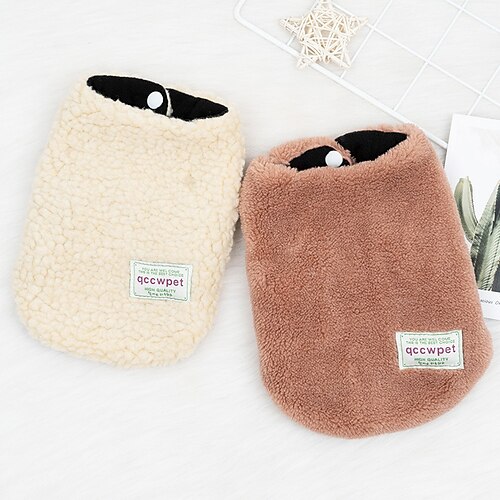 

Dog Cat Vest Solid Colored Adorable Stylish Ordinary Casual Daily Outdoor Casual Daily Winter Dog Clothes Puppy Clothes Dog Outfits Warm Brown Beige Costume for Girl and Boy Dog Lamb Fur XS S M L XL