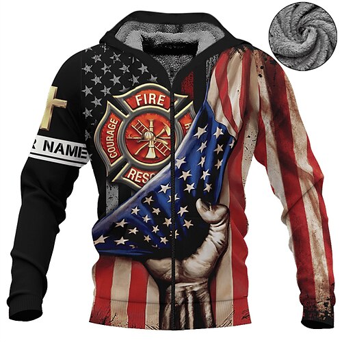 

Men's Full Zip Hoodie Jacket Red Hooded Graphic Prints National Flag Zipper Print Sports Outdoor Daily Sports 3D Print Fleece Streetwear Designer Casual Winter Clothing Apparel Hoodies Sweatshirts