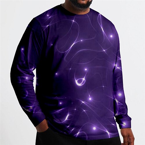 

Men's Plus Size T shirt Tee Big and Tall Graphic Crew Neck Long Sleeve Spring & Fall Basic Fashion Streetwear Comfortable Casual Sports Tops