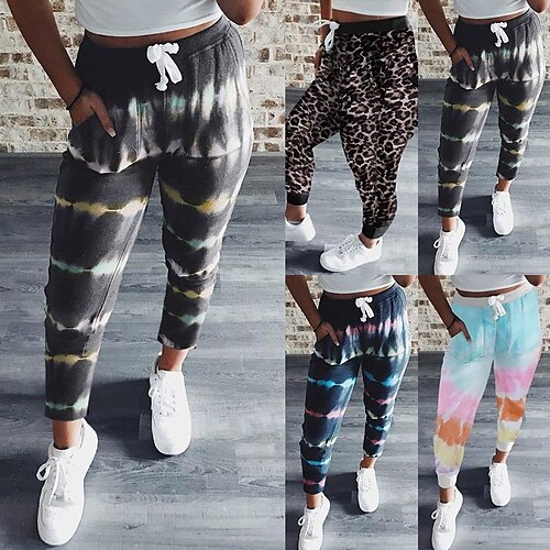 

Women's Sweatpants Joggers Blue Orange Brown Casual / Sporty Athleisure Leisure Sports Weekend Side Pockets Ankle-Length Comfort Leopard S M L XL 2XL