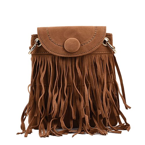 

Women's Leather Bag Christmas Crossbody Bag Shoulder Bag PU Leather Buttons Tassel Solid Color Quilted Tassel Halloween Party / Evening Dark Green Khaki Brown Black