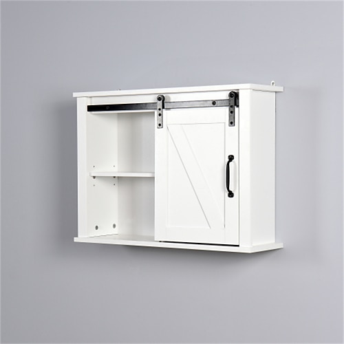 

Bathroom Wall Cabinet with 2 Adjustable Shelves Wooden Storage Cabinet with a Barn Door 27.16x7.8x19.68 inch