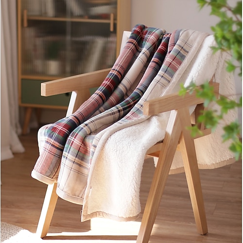 

Buffalo Plaid Sherpa Throw Blanket, Soft Flannel Fleece Checker Plaid Pattern Decorative Blankets for Couch, Bed, Sofa