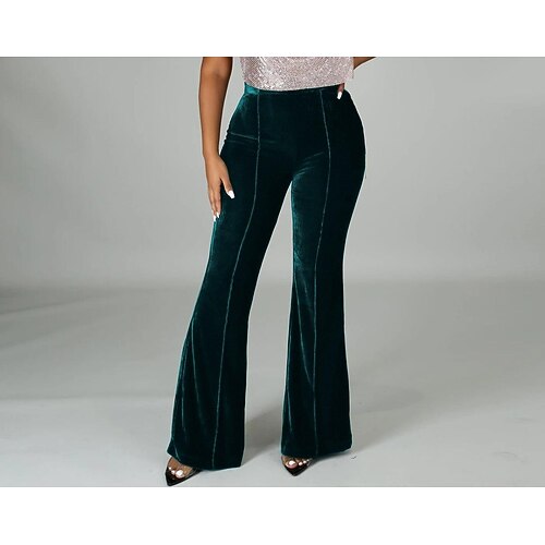 

Women's Pants Trousers Solid Color Basic Thick Winter Green Blue Red