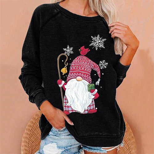 

Women's Sweatshirt Pullover Streetwear Black Dark Grey White Graphic Snowflake Christmas Round Neck Long Sleeve S M L XL 2XL 3XL