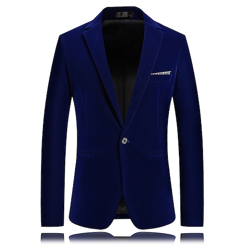 

Men's Casual Blazer Regular Standard Fit Solid Colored Single Breasted One-button Blue Burgundy Navy Blue 2022