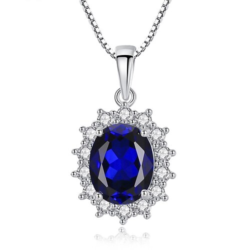 

Necklace Clear Synthetic Diamond S925 Sterling Silver Women's Fashion Elegant Classic Luminous Wedding Round Necklace For Wedding Engagement