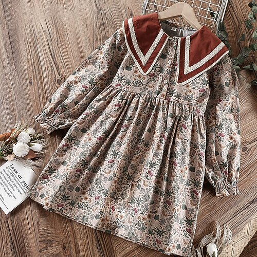 

Kids Girls' Dress Flower Casual Dress Knee-length Dress School Button Sleeveless Fashion Dress 4-13 Years Winter Multicolor / Fall / Spring