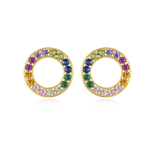 

Women's Purple Clear Blue Zircon Stud Earrings Fine Jewelry Classic Precious Stylish Simple S925 Sterling Silver Earrings Jewelry Gold For Party Gift 1 Pair