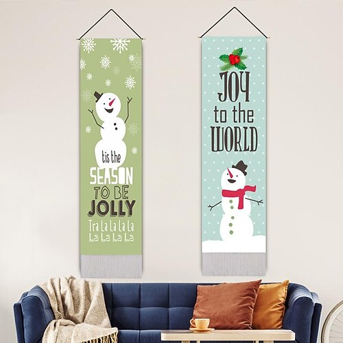 

Christmas Snowman Woven Hanging Wall Tapestry Photography Background Living Room Wall Decoration Tapestry 32.5x130cm(13x52inch)