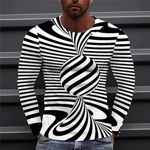 

Men's T shirt Tee Abstract Graphic Prints Crew Neck Black 3D Print Outdoor Street Long Sleeve Print Clothing Apparel Basic Sports Designer Casual