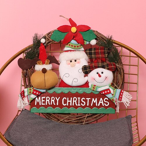 

Christmas Decorative Creativity Three head Brand Rattan Circle Hanging Piece Large Garland Door Hanging Rattan Door Hanging Decoration