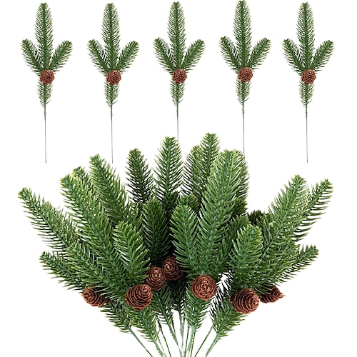 

5Pcs Christmas Pine Branches With Cone Home Decorations Christmas Party Artificial Plants Decorations