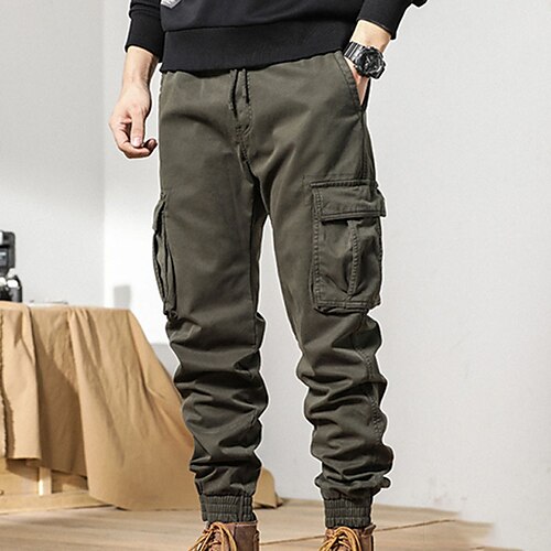 

Men's Cargo Pants Fleece Pants Winter Pants Trousers Multi Pocket Solid Colored Warm Daily Going out Streetwear Chic & Modern Casual ArmyGreen Grey Micro-elastic