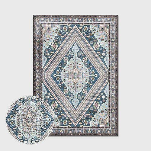 

Bohemian Persian Ethnic Floor Mat Livingroom Rug Red Pink Black Blue Loop Velvet Bedroom Corridor Door Carpet